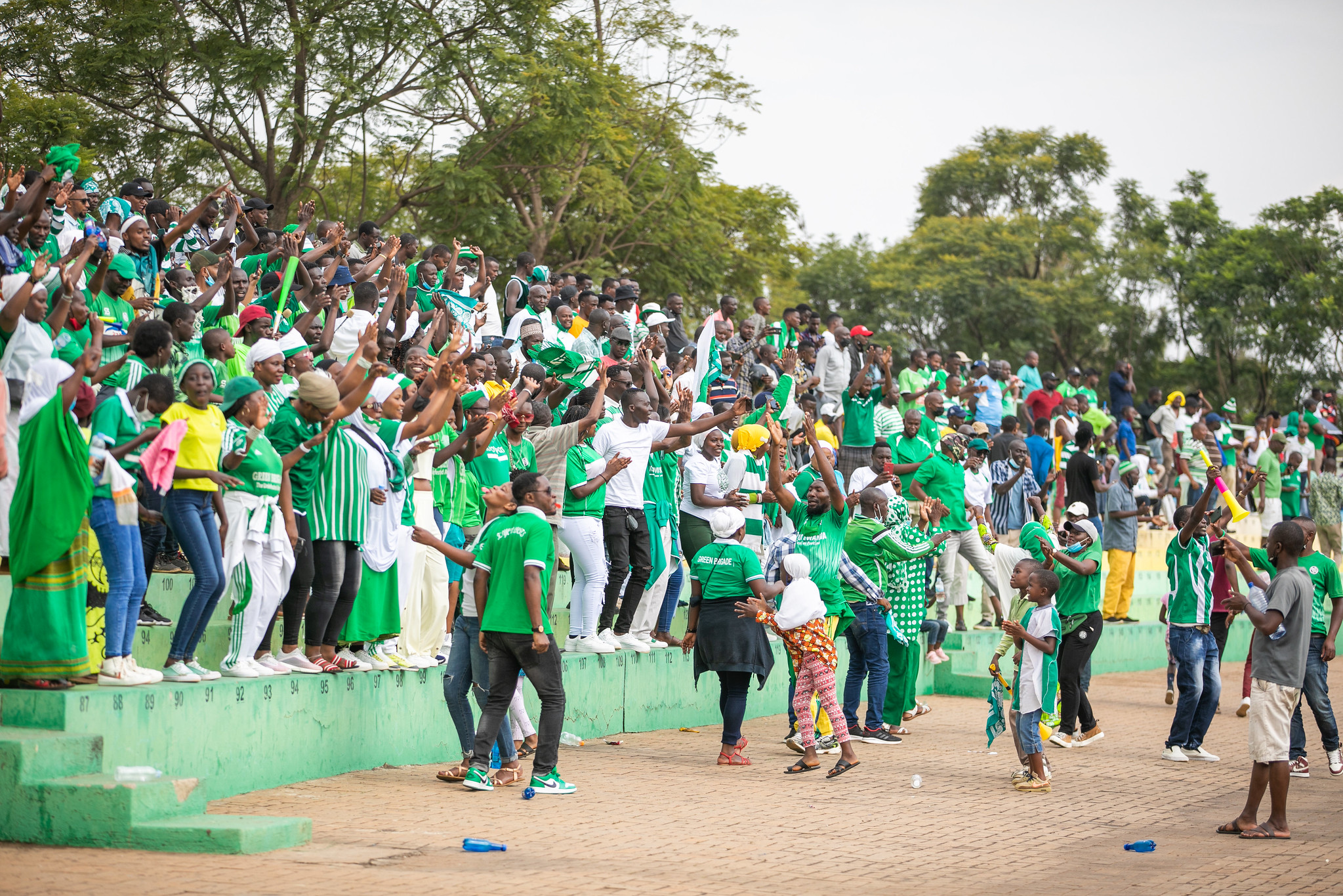 SC Kiyovu supporters celebrate the crucial win over Etincelles FC at Kigali Stadium on Sunday , March 14.