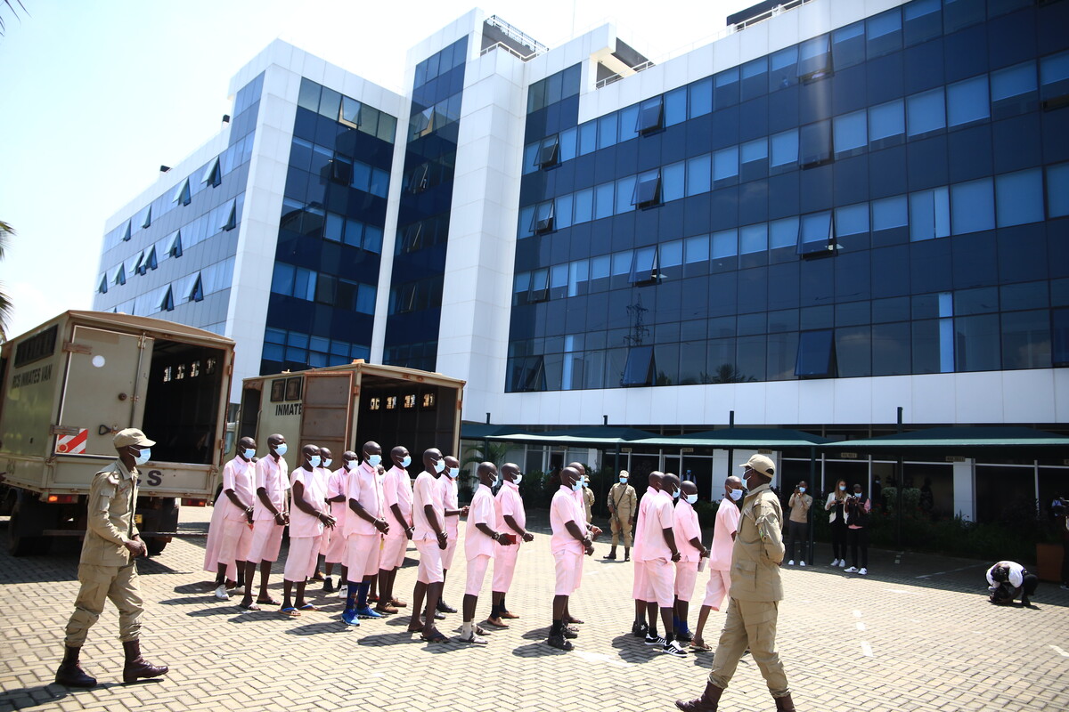 Terror convicts arrive at the High Court Chamber for International and Cross-border Crimes on September 20, 2021. 