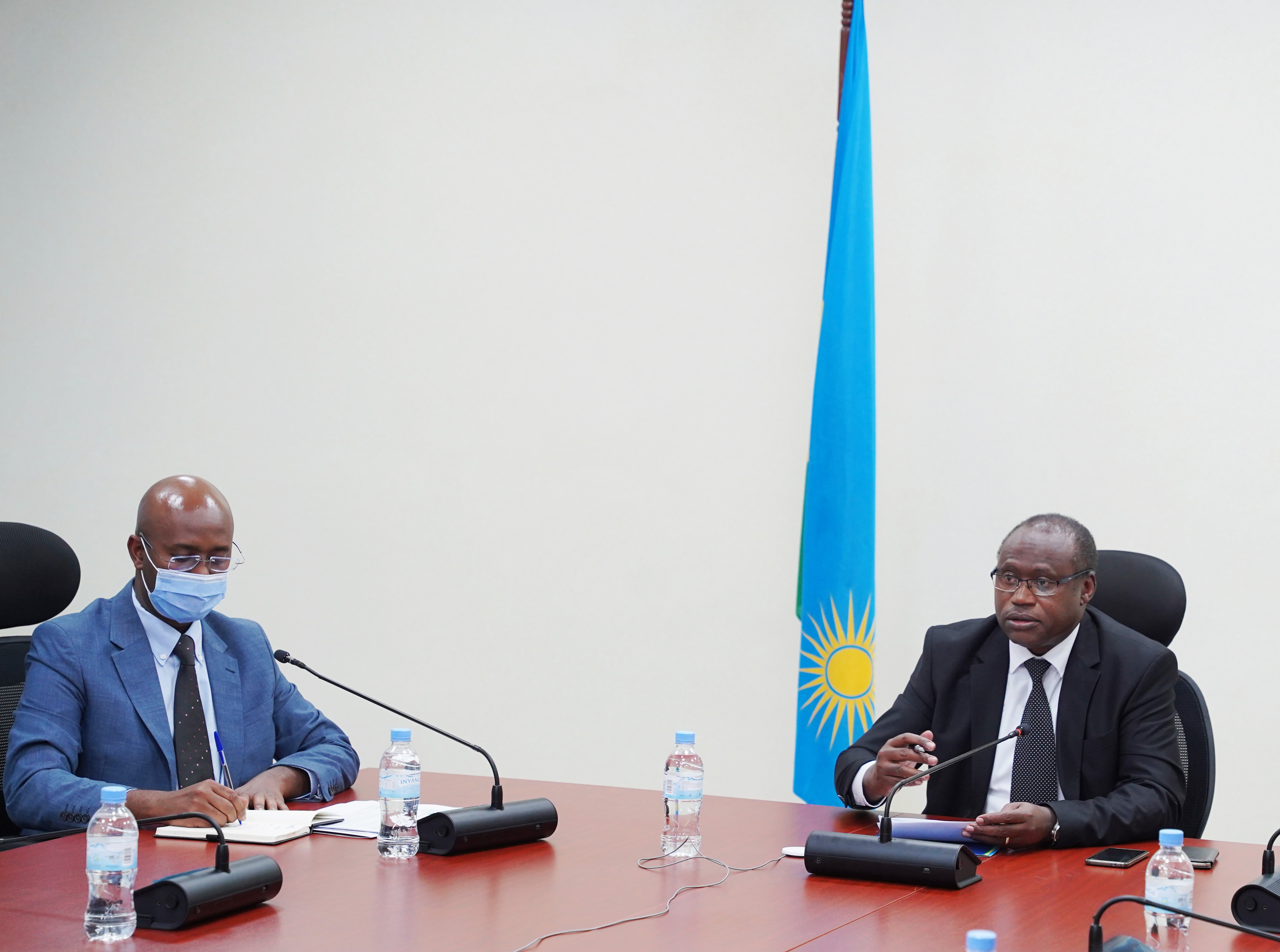 Minister of Finance and Economic Planning, Uzziel Ndagijimana addresses journalists as the National Institute of Statistics of Rwanda releases the report on Rwandau2019s Gross Domestic Product in Kigali on Monday, March 21, 2022. The statistics show that Rwandau2019s GDP grew by 10.9 per cent in 2021 to reach Rwf10,944 billion, up from a contraction of 3.4 per cent in 2020. 