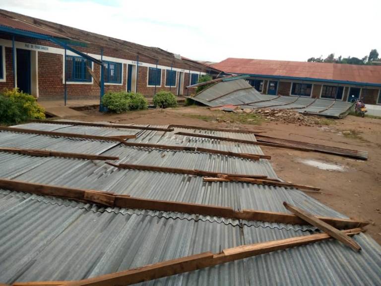 A view of classrooms that were damaged by strong winds at Groupe Scolaire Kibuye in Karongi District on March 9. Courtesy