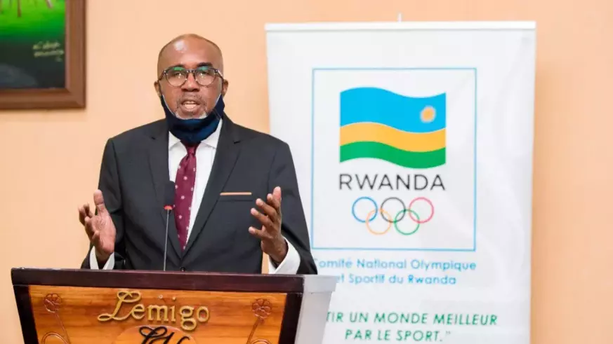 Theogene Uwayo, the president of the National Olympic Committee speaks during a past event. He confirmed that teams are in intensive preps ahead of the Commonwealth games. 