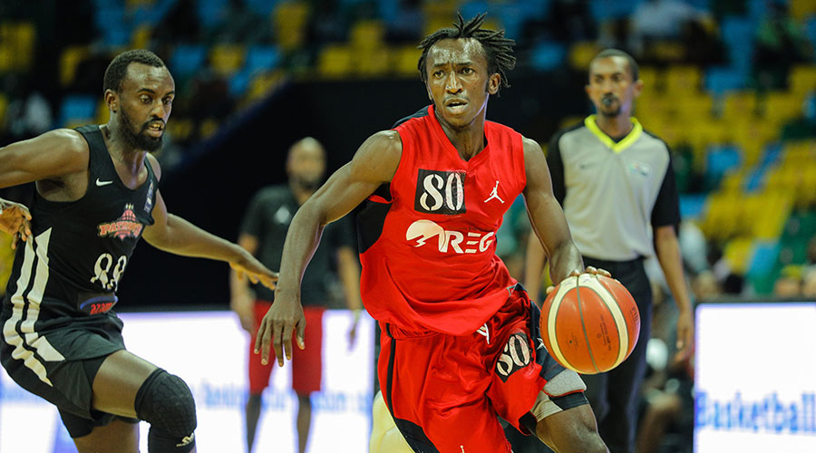 Nshobozwabyosenumukiza with the ball during a past league game. REG will take on Tigers Basketball Club in top flight action on Wednesday, March 23 at the Amahoro Outdoor Stadium. 