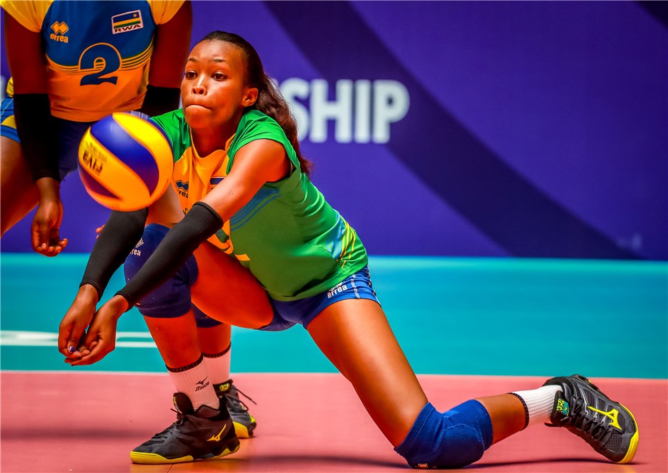 Valentine Munezera, seen here playing indoor volleyball, is one of the four players in Accra, Ghana, for the African beach volleyball qualifiers for the 2022 Commonwealth Games. 
