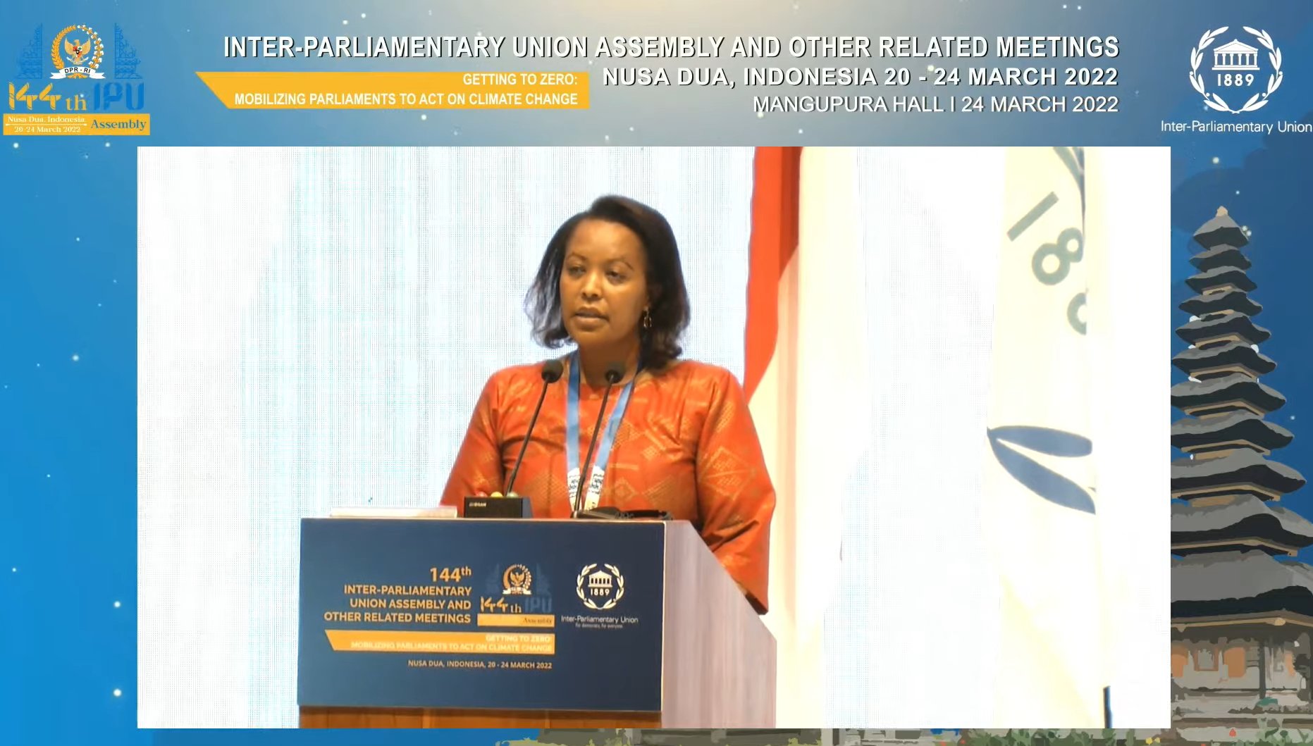 Esperance Nyirasafari, the Senate Vice President in charge of Parliamentary Affairs speaks at the event. Courtesy.