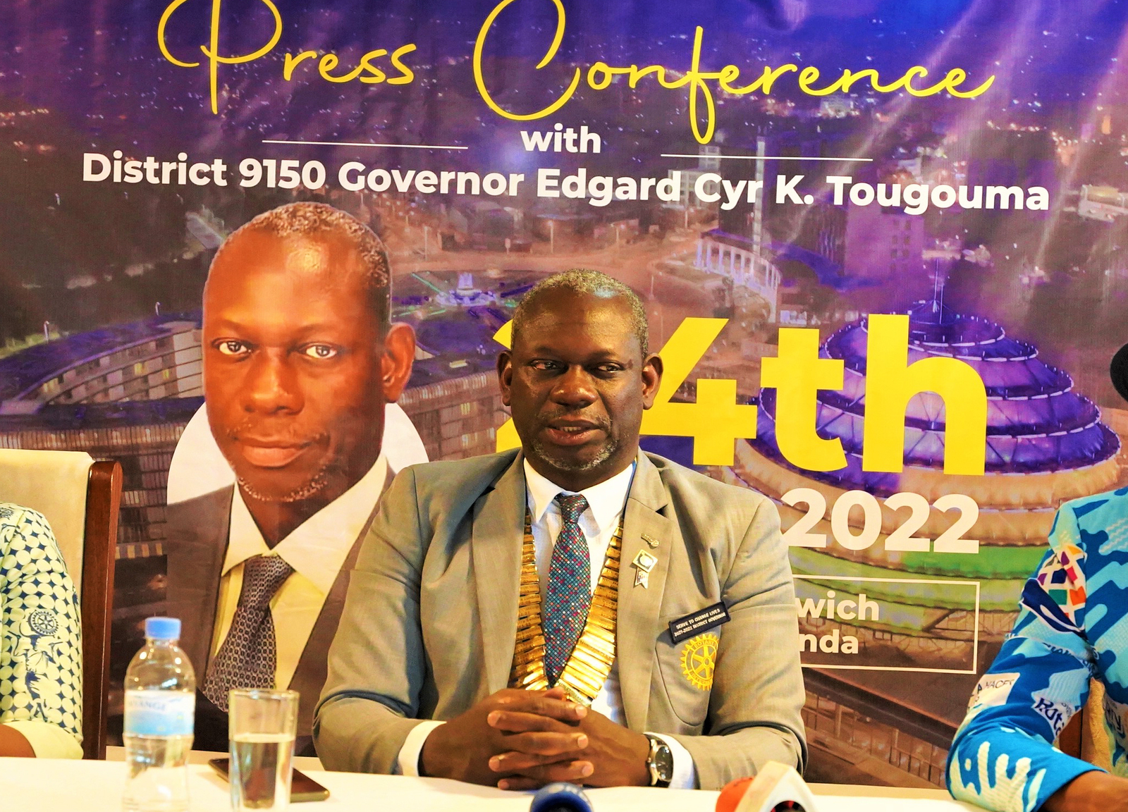 Edgar Tougouma, the District Governor of Rotary International in Central Africa speaks to media during his visit in Kigali on on March 24, 2022. 