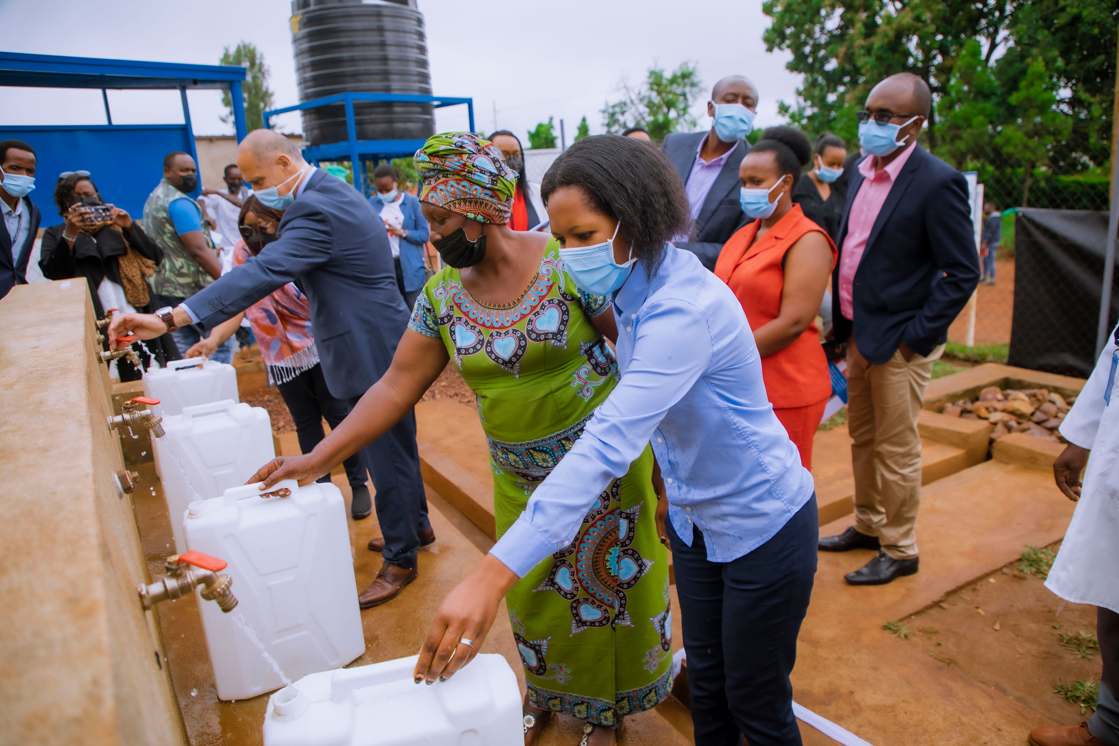 Officials during phase two of the Covid-19 Response Project in Rwamagana District. Photo/Courtesy