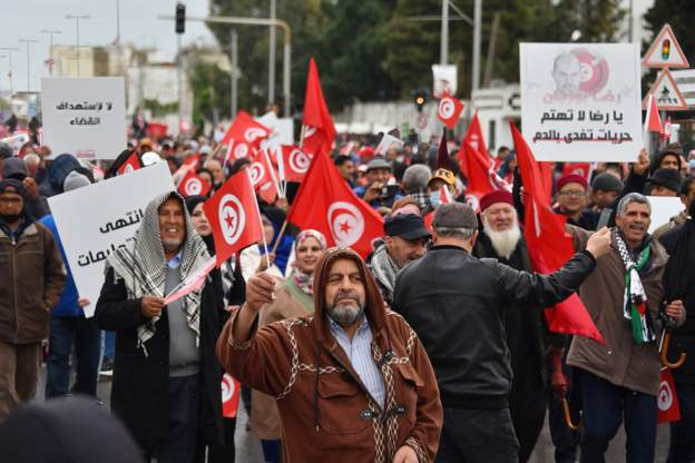 Tunisians have been protesting against their president. 