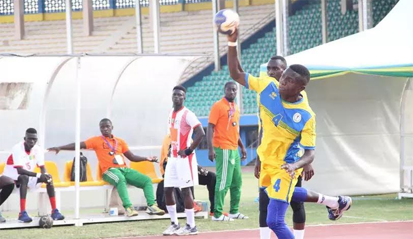 A Rwandan player takes a penalty in a past match at Amahoro stadium. Rwanda will host the 2022 Africa youth qualifiers in August. Courtesy.