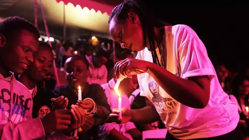 Youth light candles for the victims of the1994 Genocide against the Tutsi during the 25th commemoration at Kigali Genocide Memorial.  Photo /File