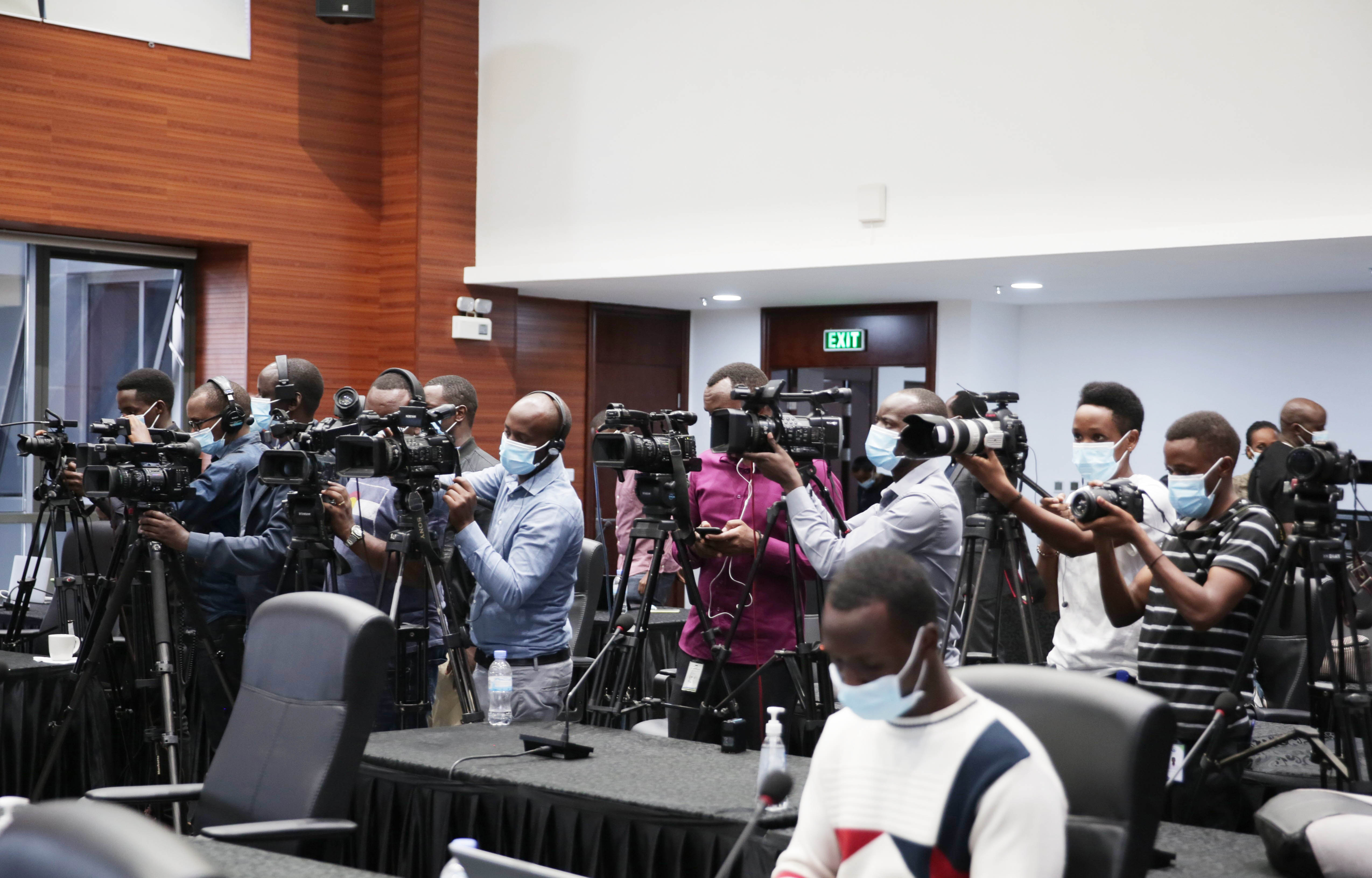 Local journalists during a news conference in Kigali. Sam Ngendahimana