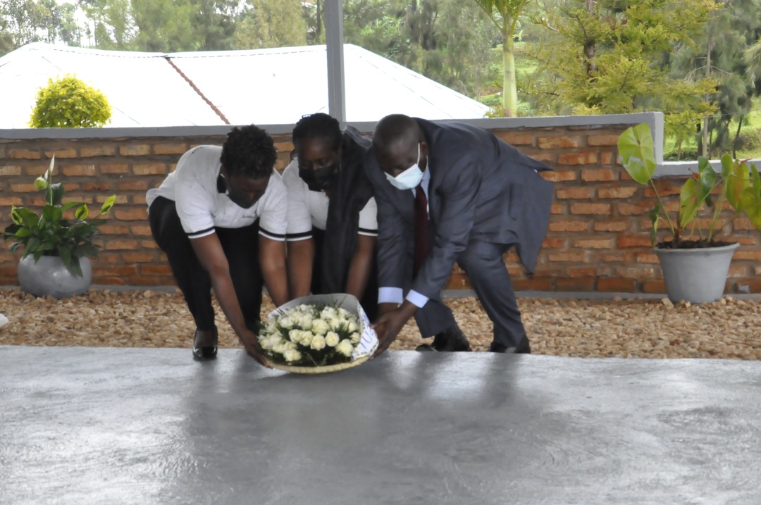 IPRC Tumba lay a wreath to pay tribute to the victims of Genocide Against the Tutsi at Rusiga Genocide memorial site.