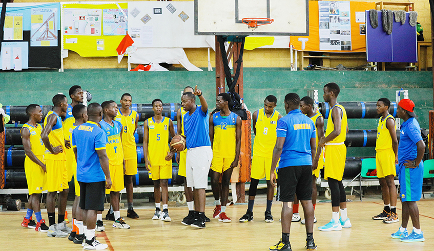 U-18 Afrobasket national team during a training session in Kigali on April 13. / Dan  Nsengiyumva