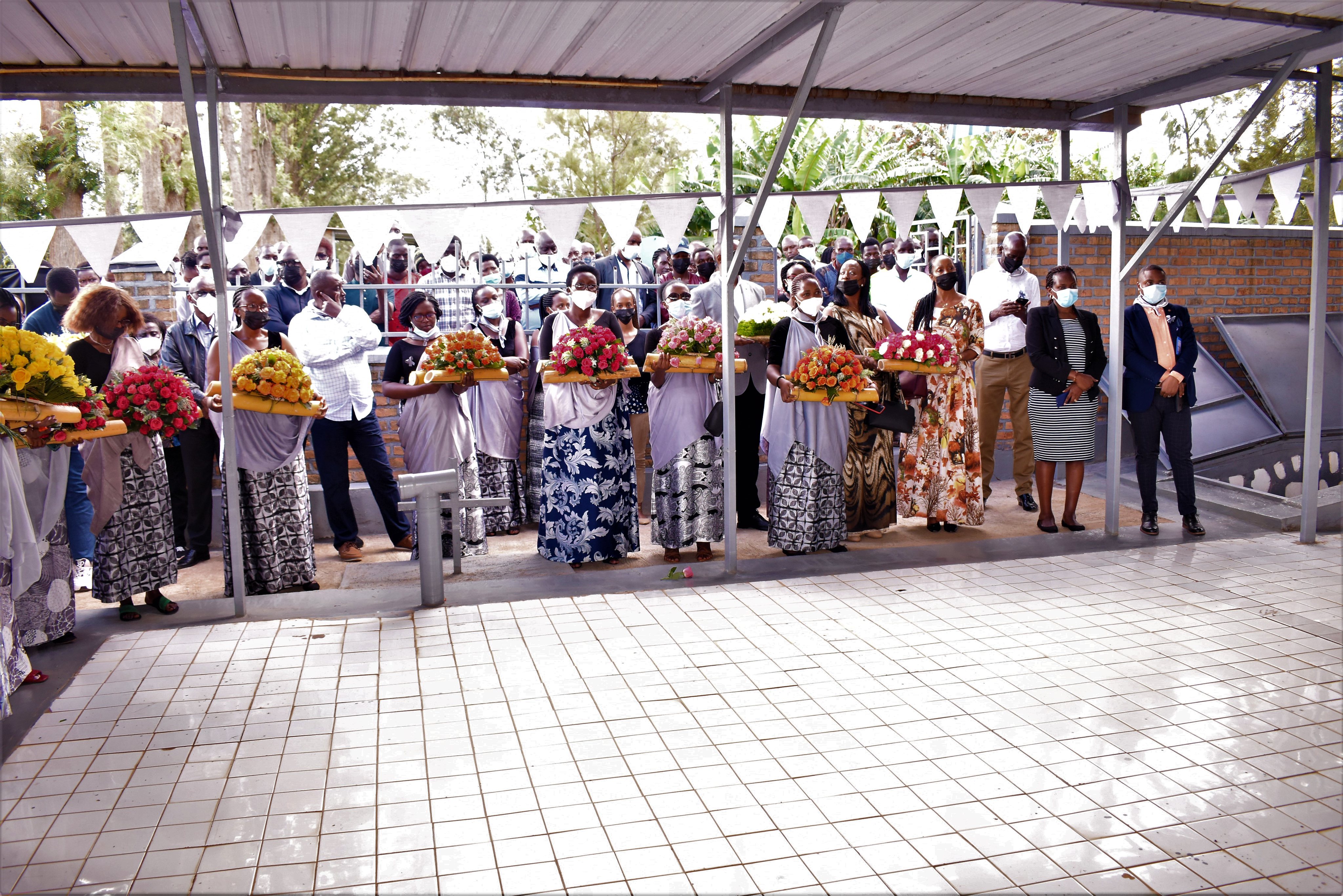 Mourners observe a moment of silence before laying wreaths to pay tribute to the victims of the Genocide Against the Tutsi at CARAES Ndera memorial site on April 17. Genocide survivors have appealed for a decent burial for over 17,000 bodies of genocide victims. 