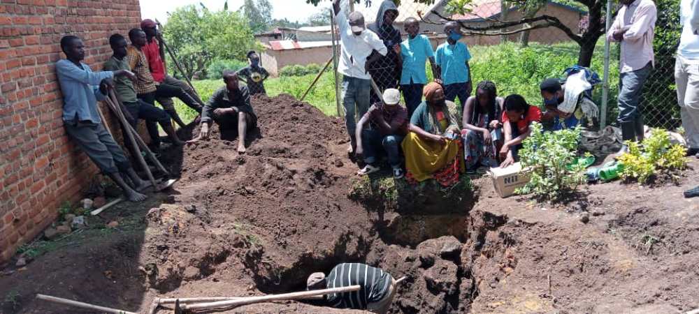 The exhuming activity started on April 8 while digging rainwater harvesting hole in Nunsu2019 convent called u201cSt. Anna Conventu201d in Mikamba village, Mbati cell of Mugina sector. / Courtesy