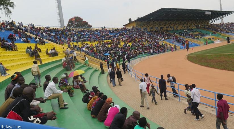 A view of Huye Stadium that has a capacity to host 10000 people. 