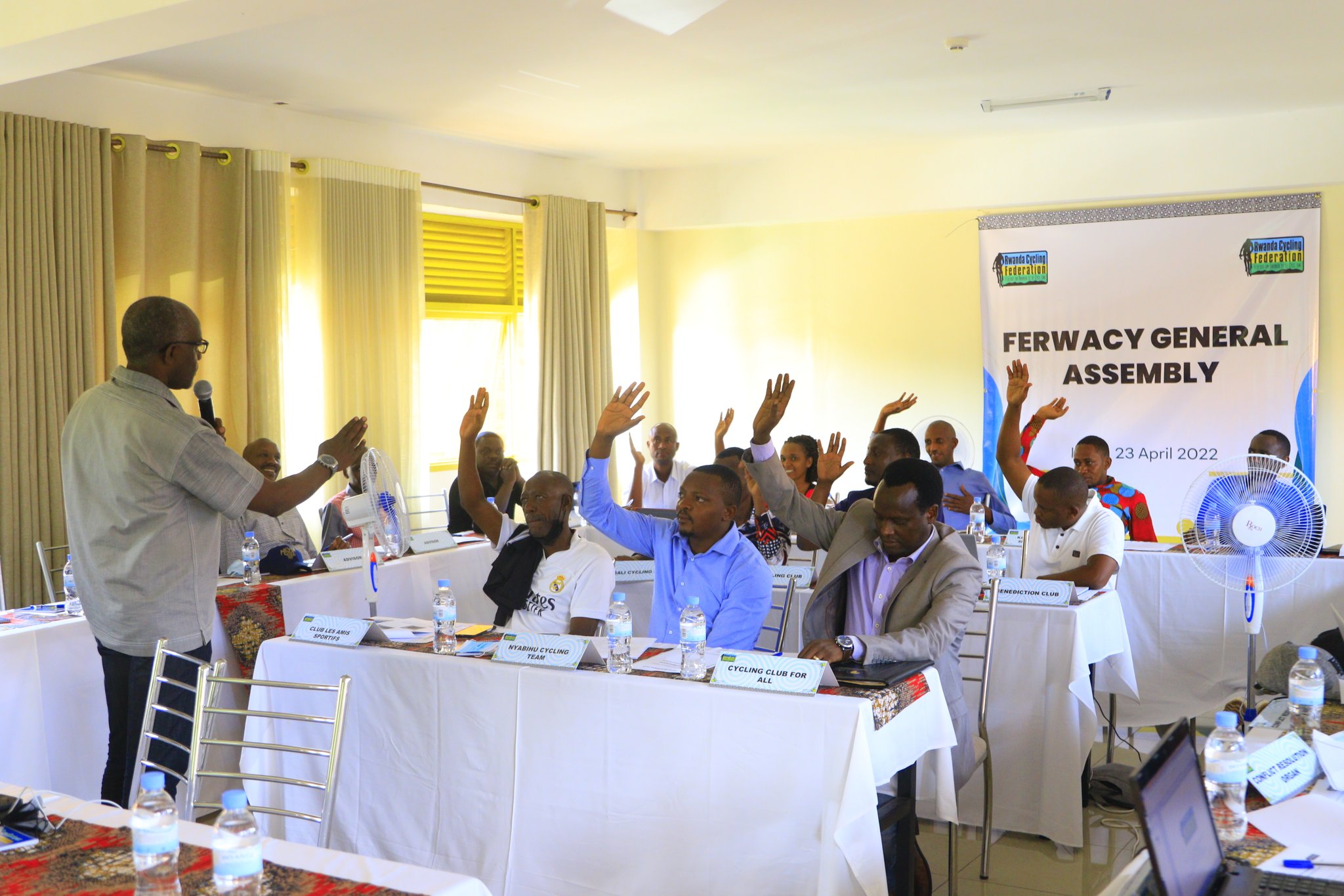 Members of FERWACY general assembly vote the date on which elections will take place. Courtesy