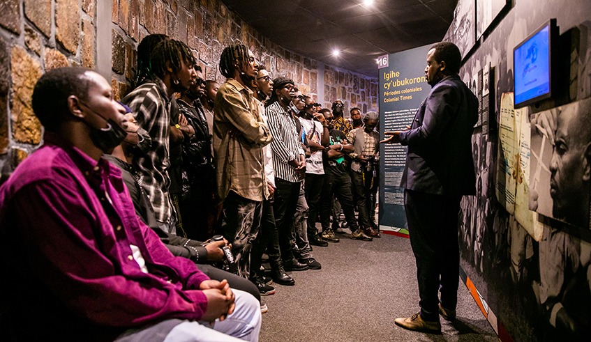 Youth in showbiz tour at Kigali Genocide Memorial to learn more about the history of the Genocide against the Tutsi. / Olivier Mugwiza