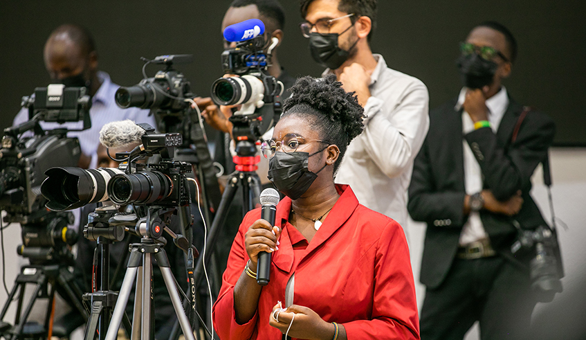Journalists at a press conference in Kigali on March 16. / Photo Olivier Mugwiza
