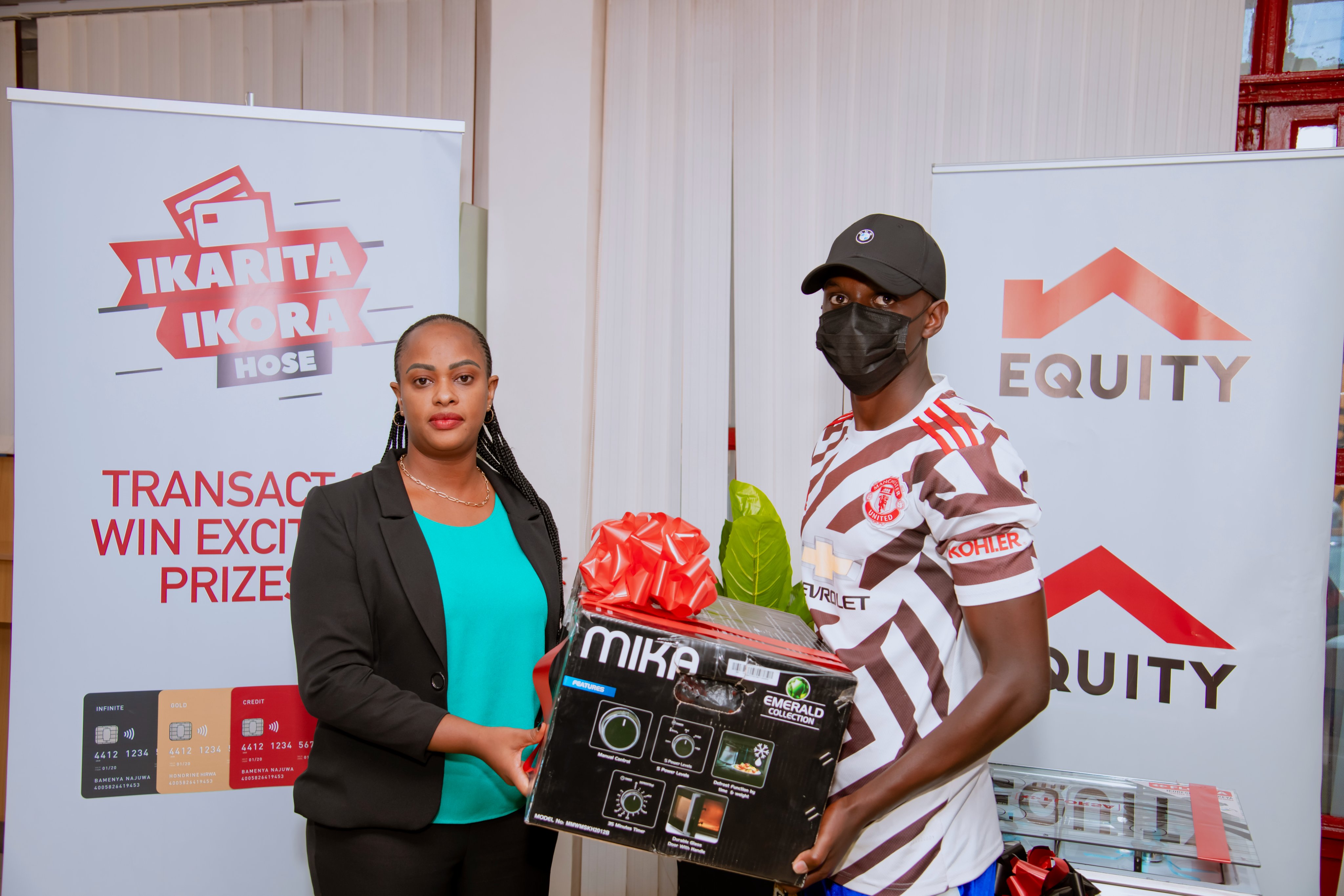 Equity Bank Rwanda Plc has rewarded three winners in the ongoing card usage campaign known as u2018Ikarita Ikora Hose. 