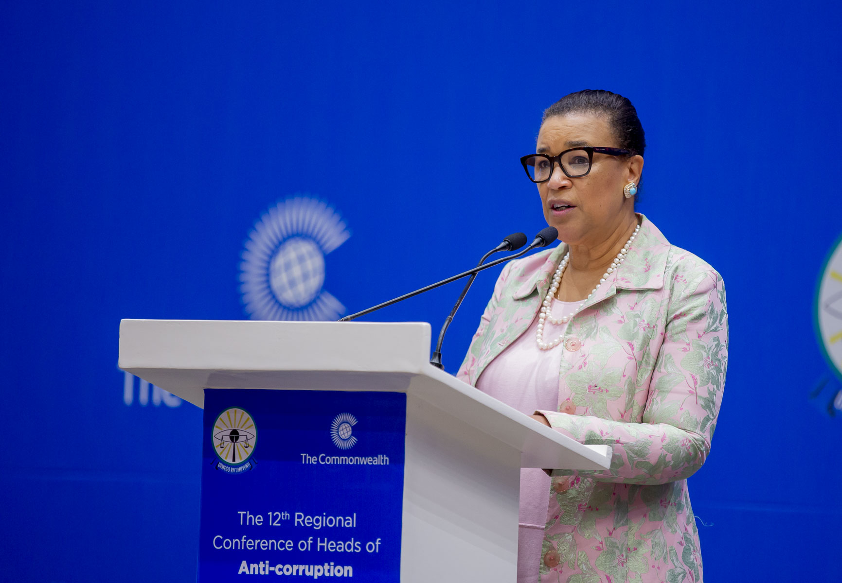 The Commonwealth Secretary-General, Patricia Scotland QC delivers  remarks during the 12th Regional Conference of the Heads of Anti-Corruption Agencies in Commonwealth Africa in Kigali, on May 3, 2022. During her interview , Scotland  talked about the Commonwealth Heads of Government Meeting 2022 (CHOGM2022) that  will be held in Kigali  from June 20 to 25. 