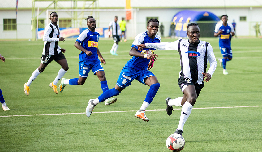 APR FC striker Yannick Bizimana with the ball during the match against Rayon Sports. / Photo by Olivier Mugwiza