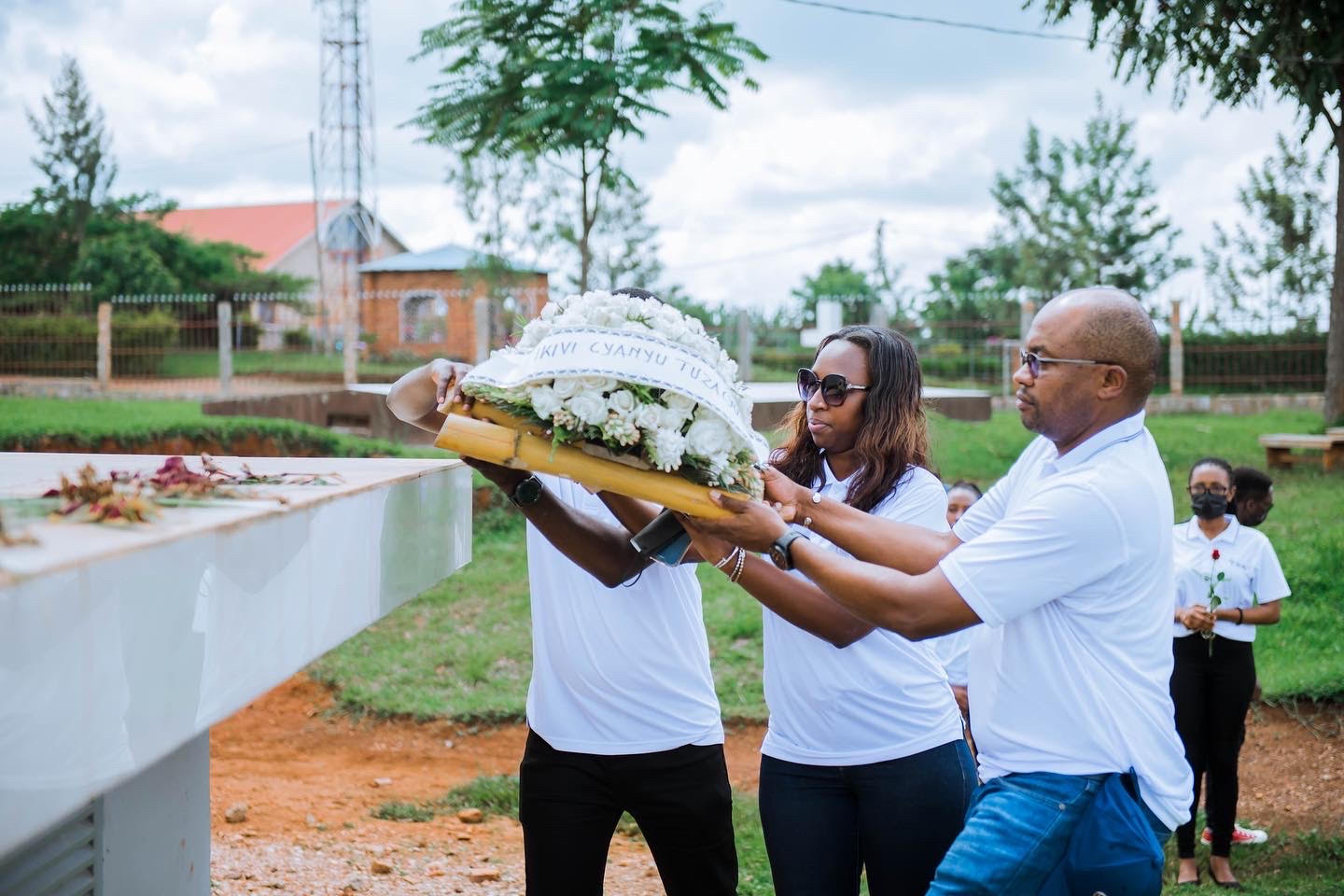 NCBA Bank Rwanda officials lay a wreath to pay tribute to the victims of the Genocide against the Tutsi at Mukarange Memorial site on Sunday, May 8. / Courtesy