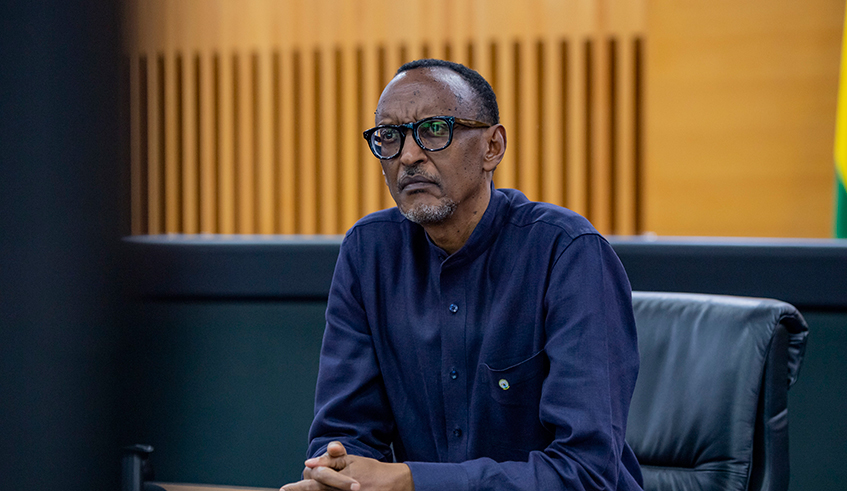 President Paul Kagame during  the 40th anniversary of Rwanda-Rhineland palatinate partnership that he joined virtually  on May 9. / Photo by Village Urugwiro