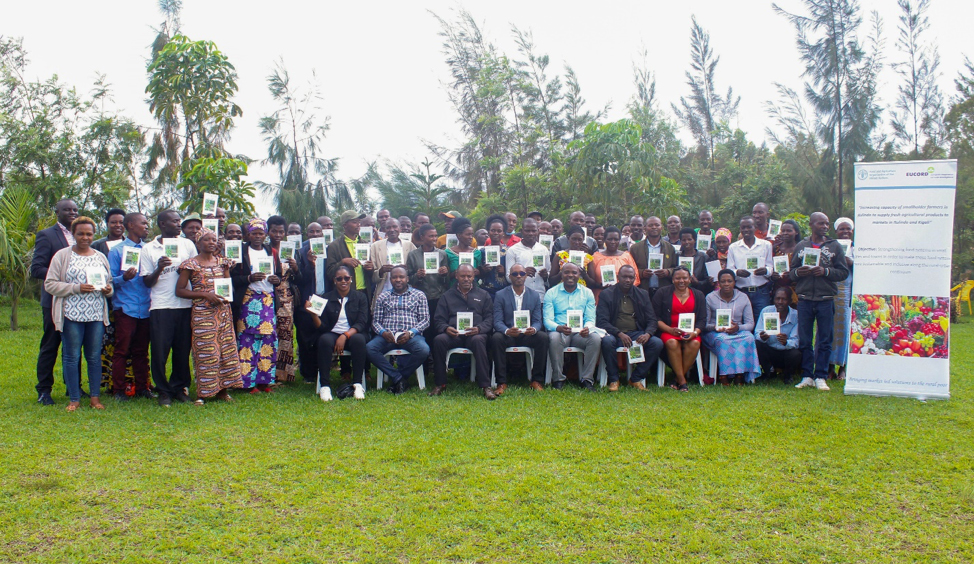 Some farmers in a group photo after completing a training on agriculture. Farmersu2019 capacity were strengthened to produce high quality and quantity of agricultural products to markets. Courtesy.