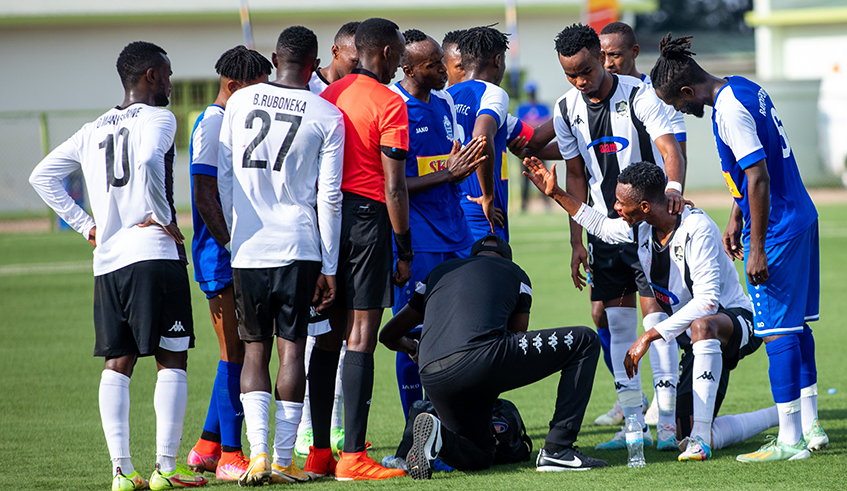 Rayon Sports and APR FC players during a previous derby at Kigali Stadium. / Photo by Olivier Mugwiza