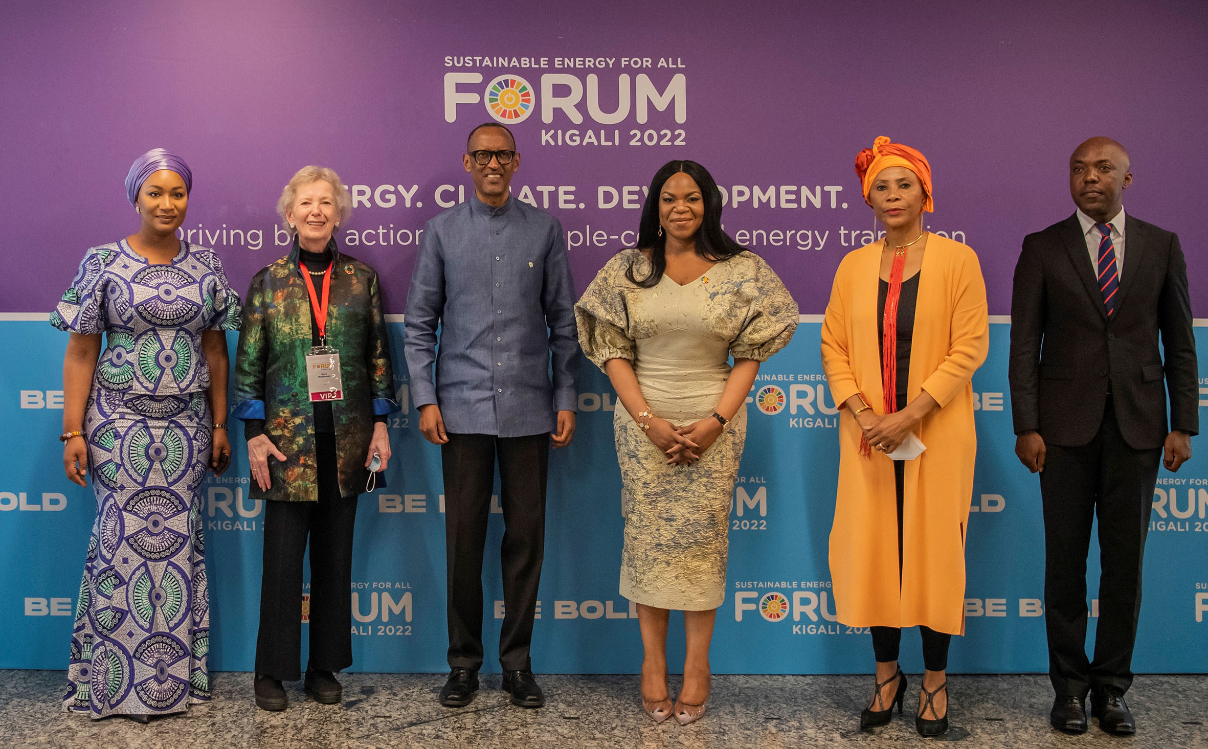 President Paul Kagame with delegates during the Global Sustainable Energy Forum in Kigali on Tuesday, May 17. While addressing the forum, Kagame said that expanding the use of off-grid technologies, and standalone systems can help bring power to African rural communities more quickly. 