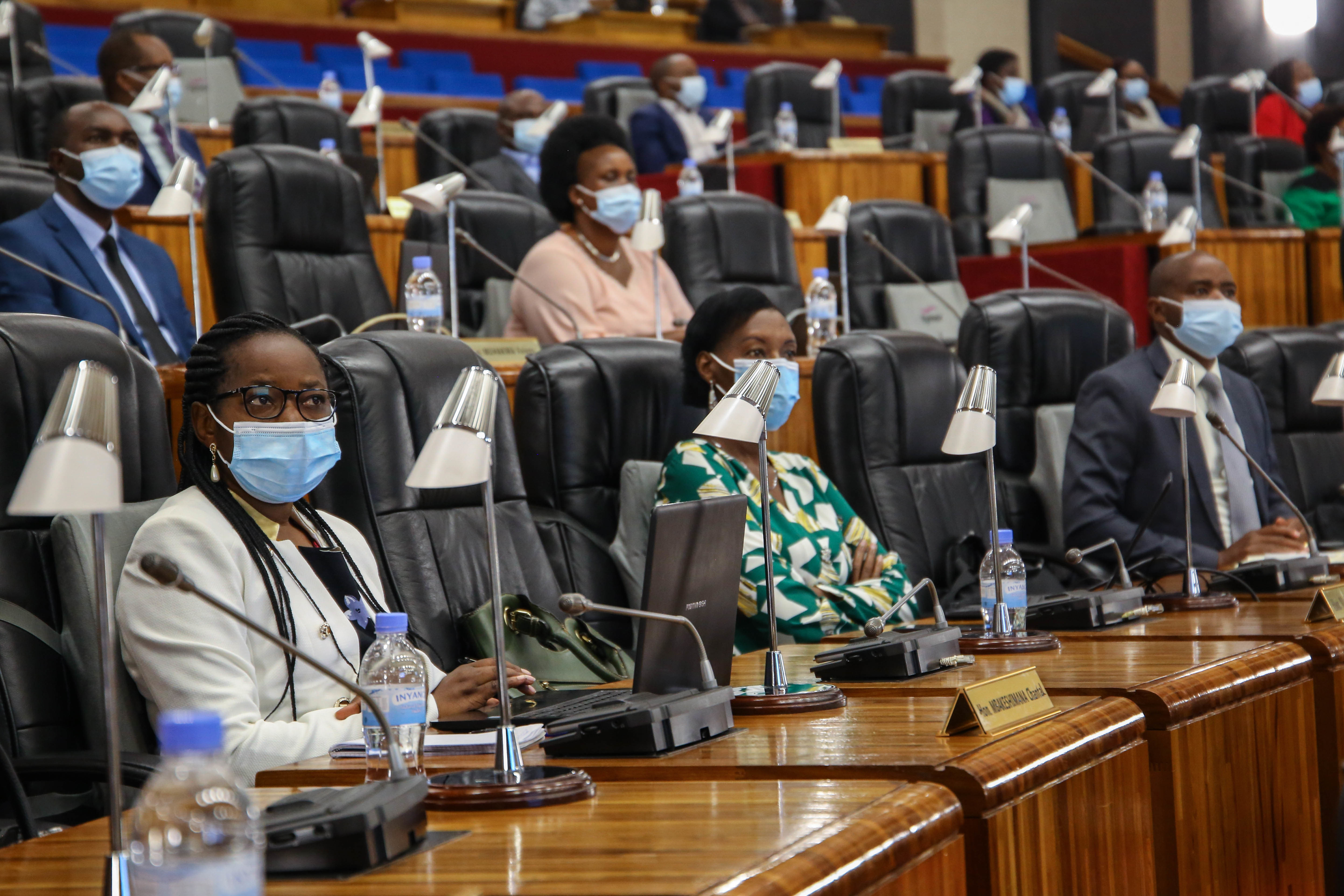 Members of parliament follow a presentation on next fiscal year bugdet draft.The proposed budget represents an increase of Rwf217.8 billion or 4.7 per cent of public spending compared to Rwf4.44 trillion of the revised budget. 