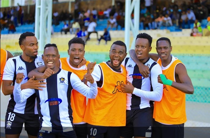 APR FC players celebrate a 2-1 victory against Rayon Sports during the second leg match of Peace Cup Semi-Finals at Kigali Stadium on May19. Courtesy 