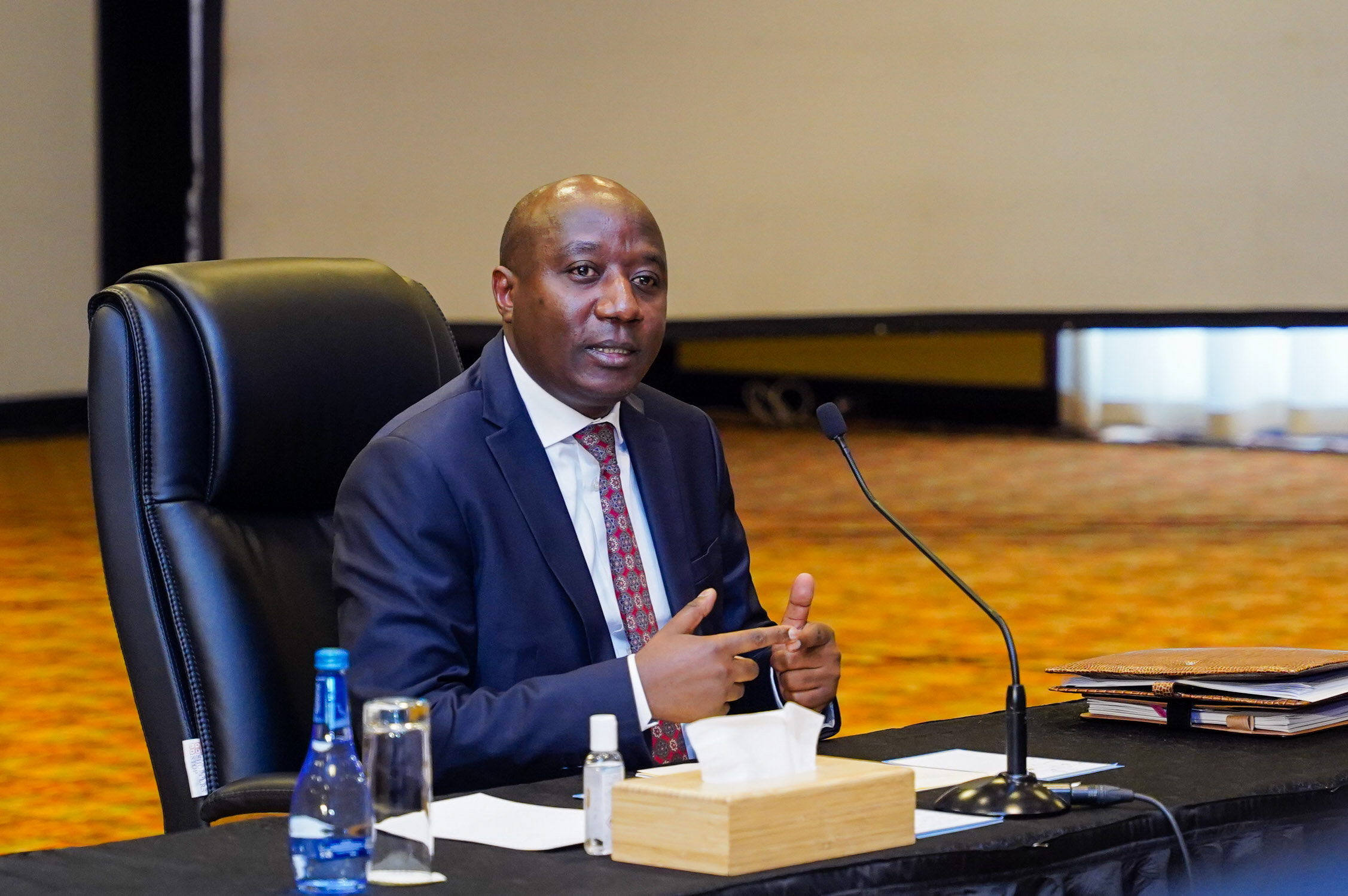 Prime Minister Edouard Ngirente addresses the media during a news briefing in Kigali on May 18. Dan Nsengiyumva 