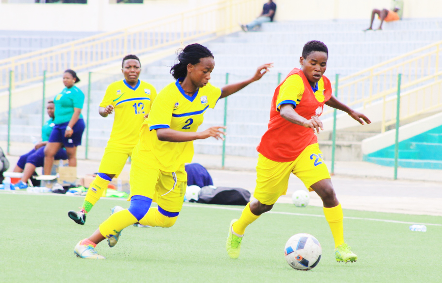 The women national team players during a training session. Sosthene Habimana, the caretaker coach of the women national football team, has named a 30-player provisional squad to start training ahead of this year's CECAFA Women.