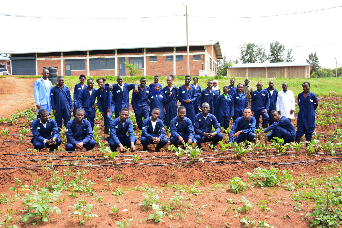 Trainees during a group photo moment at IPRC Gishari in Eastern Province, where they were receiving skills, May 20, 2022. 