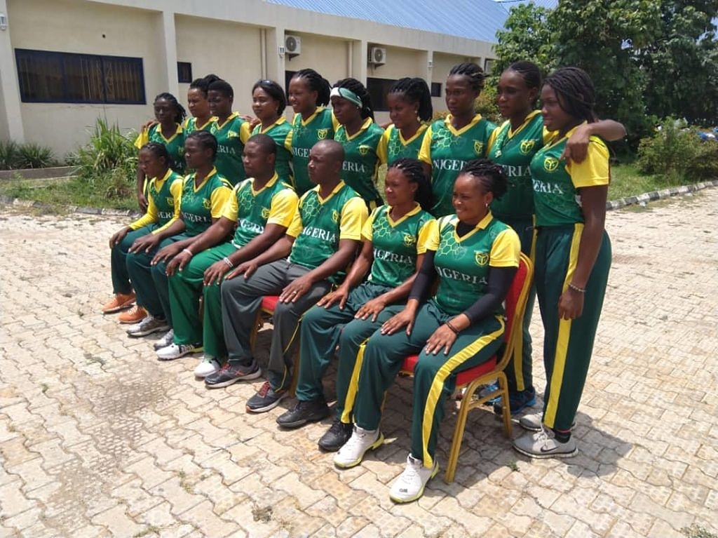 The Nigeria women cricket team pose for a group photo in a past tournament. The West African side has started training for the 2022 Kwibuka memorial tournament. 