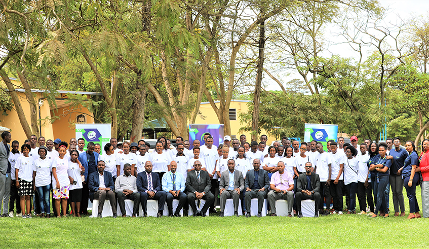 BPR Bank Rwanda Plc officials and youth during the launch of  the 2022 intake for their youth scholarship program dubbed u201cIGIREu201d which will be equipping 200 youth with vocational skills. Craish Bahizi