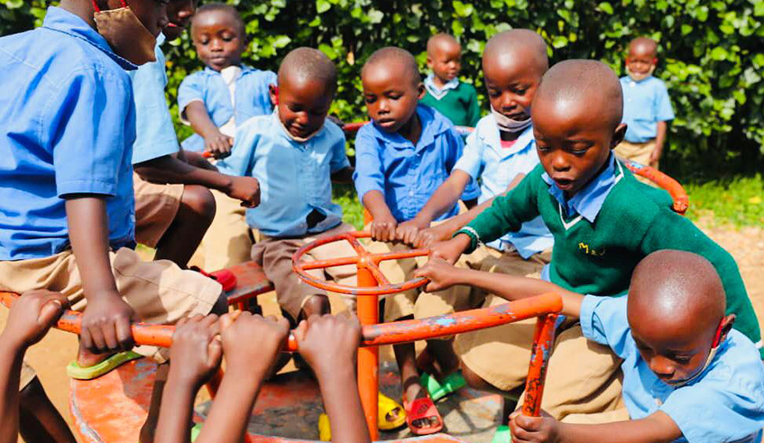 Children enjoy different playing exercise at the center during the break. All photos by Celine Cyuzuzo