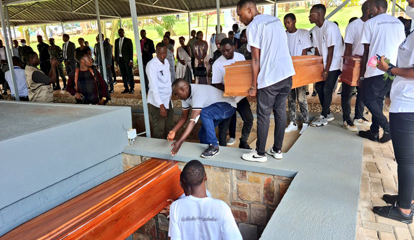 A decent burial of 9,181 bodies of the victims of the Genocide against the Tutsi at Nyanza Genocide Memorial in Kicukiro District on Thursday, May 26. Photo: Courtesy.
