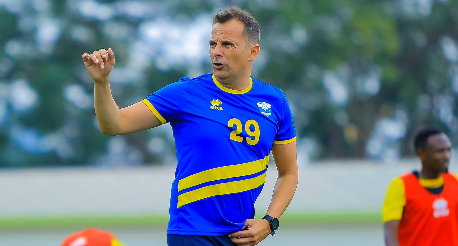 Carlos Alos Ferrer, the head coach of national football team Amavubi during a training session at Kigali Stadium.Courtesy