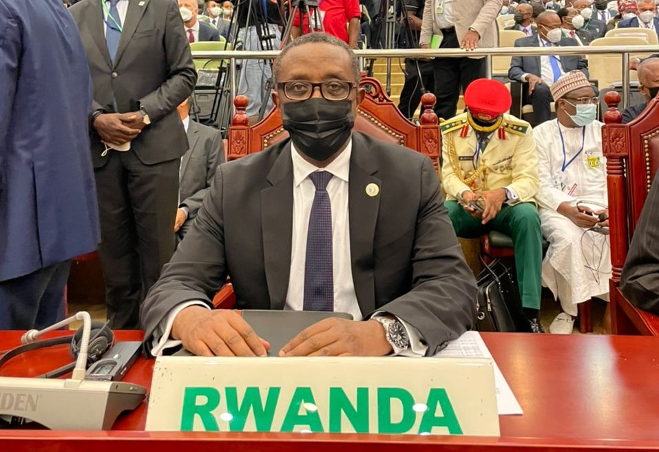 Minister of Foreign Affairs and International cooperation Dr Vincent Biruta during the 15th Extraordinary Session of the African Union Assembly on Humanitarian Summit in Malabo, Equatorial Guinea. 