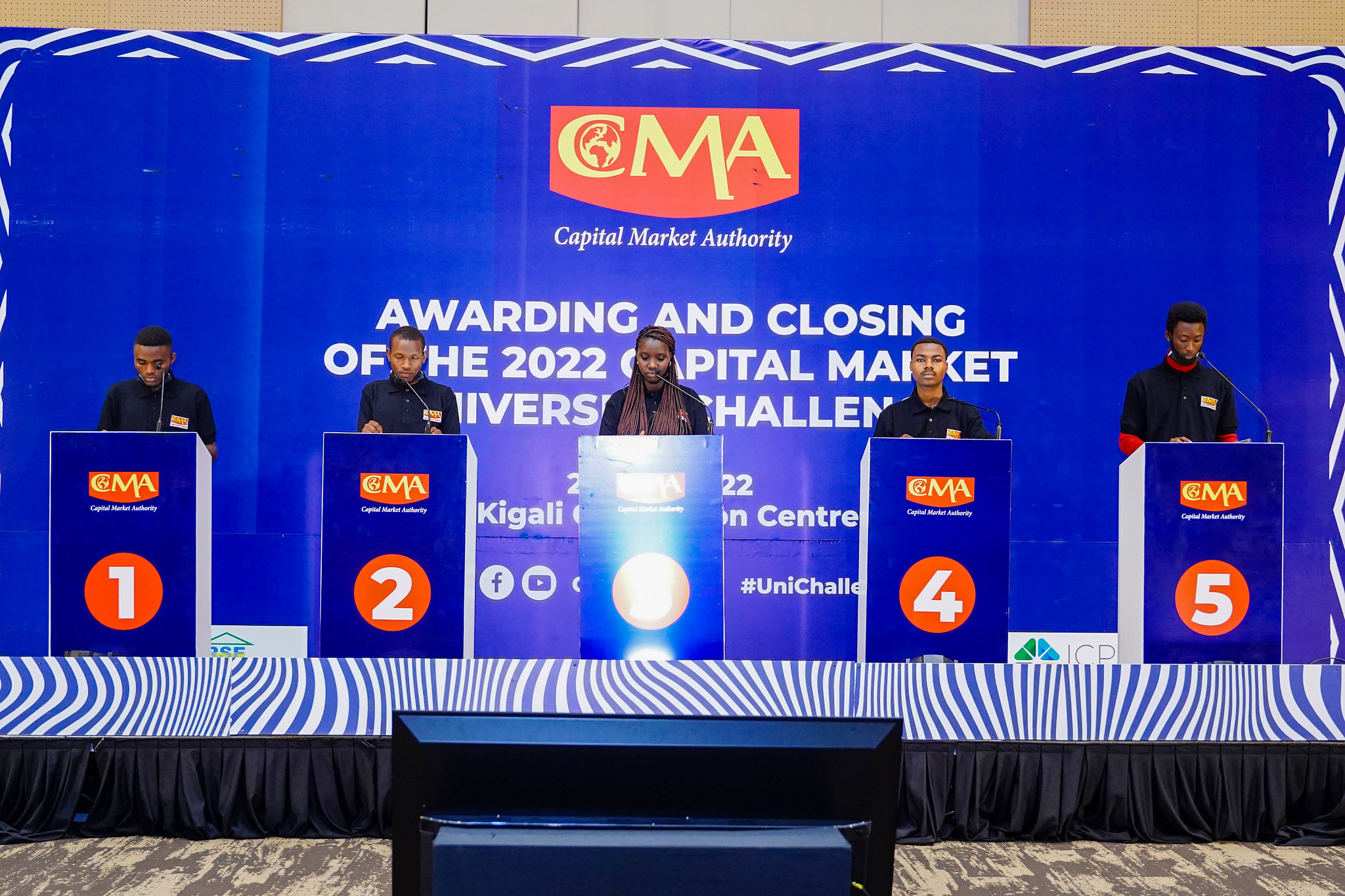 Some of the finalists during their presentations at the 9th edition of Capital Market University Challenge that was concluded on May 27, 2022.Photos: Dan Nsengiyumva