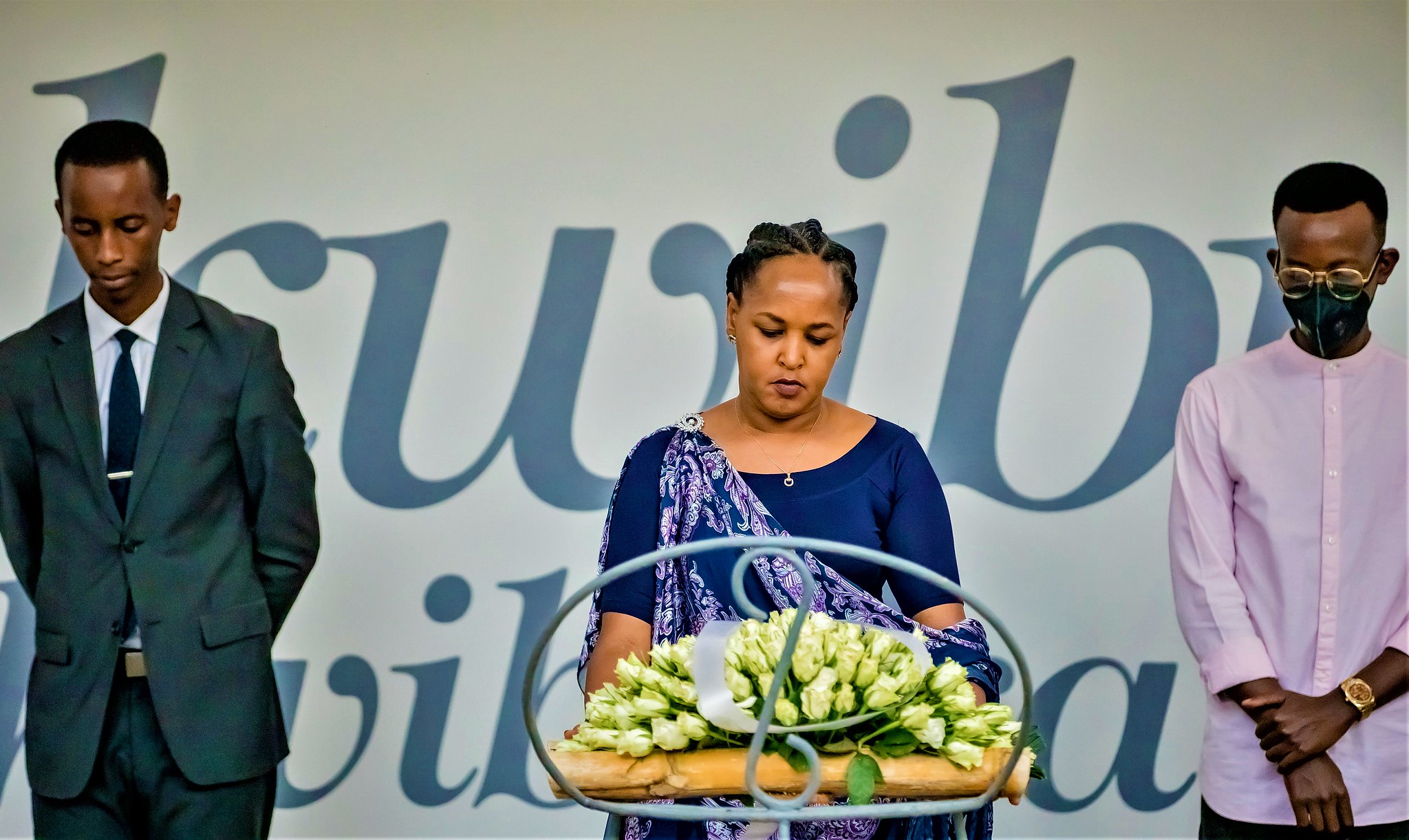 Minister of Youth & Culture, Rosemary Mbabazi, joins the youth gathered for Kwibuka at Kigali Genocide Memorial on May 29, 2022. 