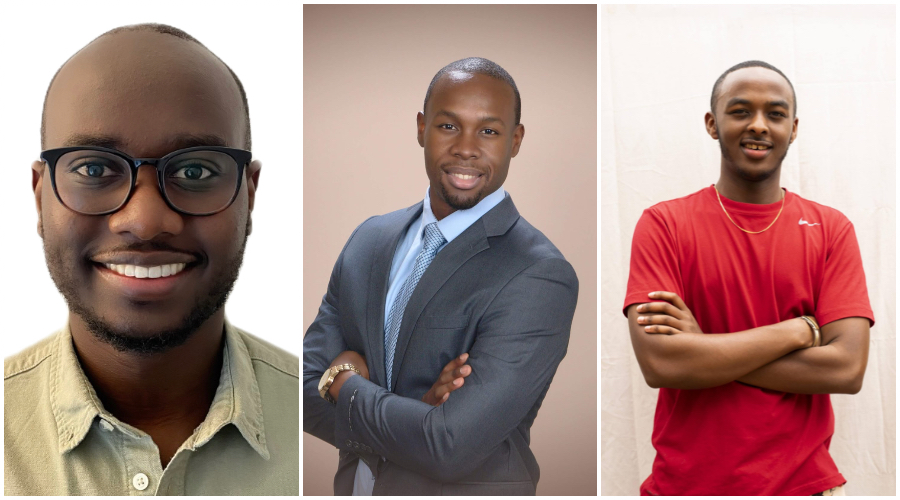 L-R: Bertrand Bahizi from Harvard University; Didier Bizimungu, Florida Atlantic University alumni; and Ricky Junior Isheja, freshman at Marist College in New York. 