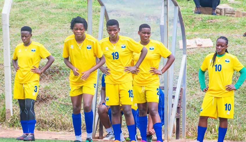 Amavubi women team during a training session in Uganda. The team was eliminated from the competition in the group stages after two defeats and a win. Courtesy