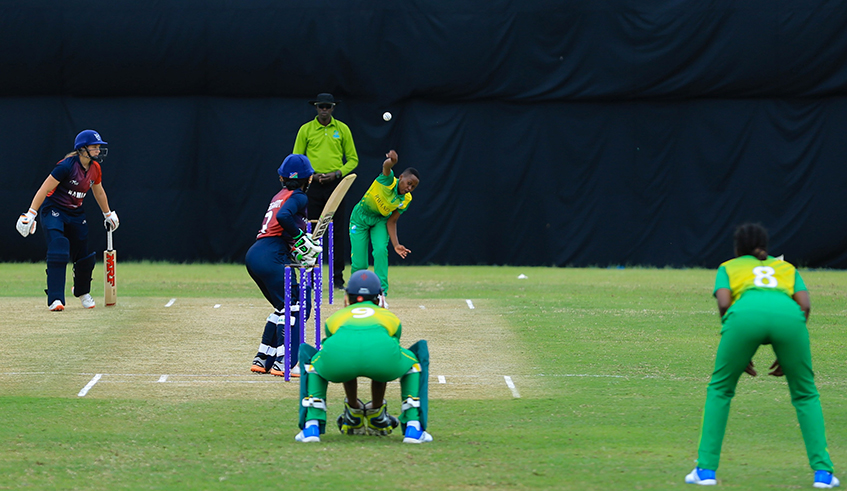 Rwanda womenu2019s national cricket team during a game against Namibia.Head coach Leonard Nhamburo has confirmed the squad that he will use during the forthcoming Kwibuka Women T20 tournament slated in Kigali from June 9-18. Dan             