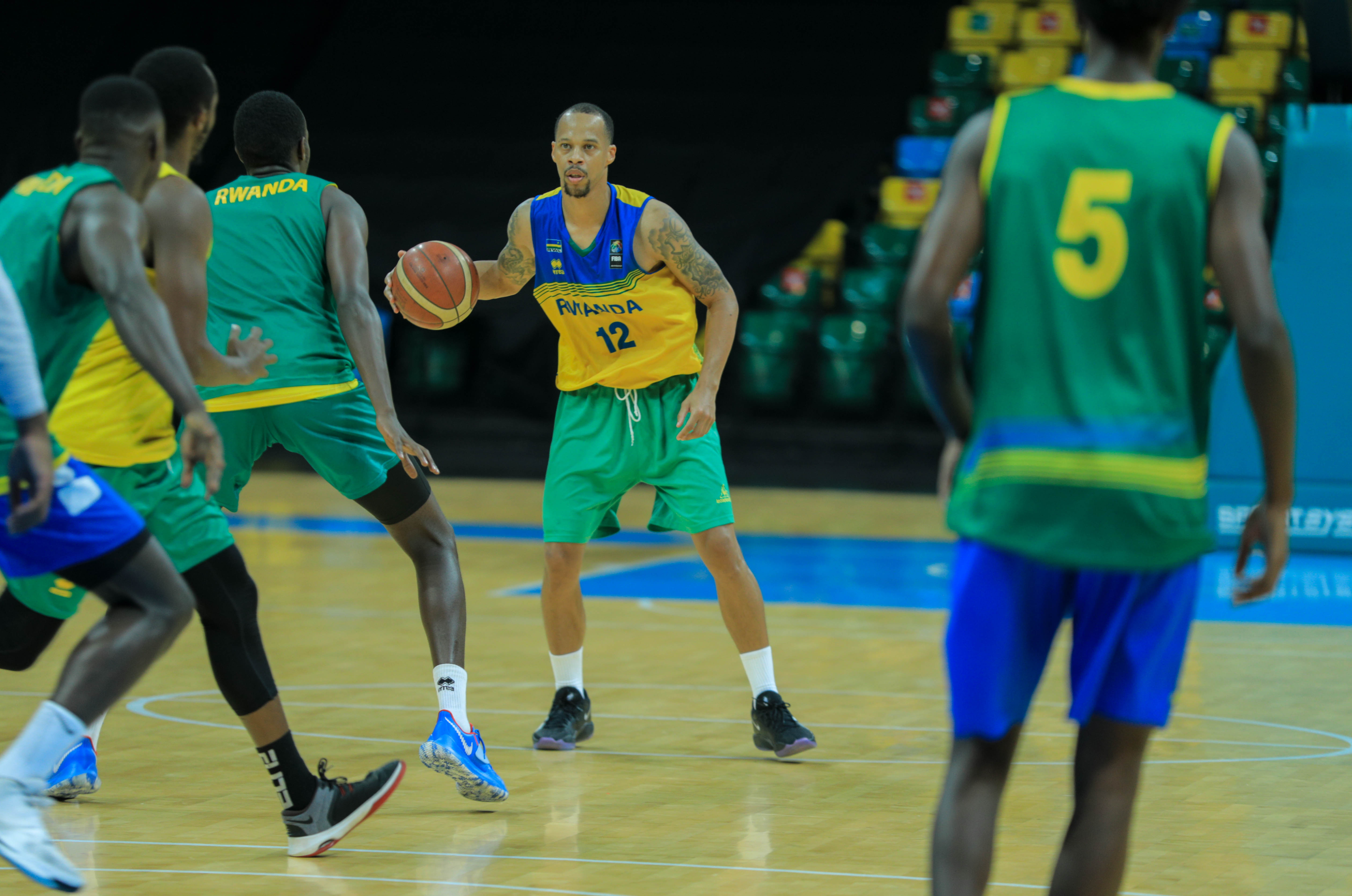 Rwanda's shooting guard Kenneth Gasana with the ball during a training session at BK Arena last year. Dan Nsengiyumva