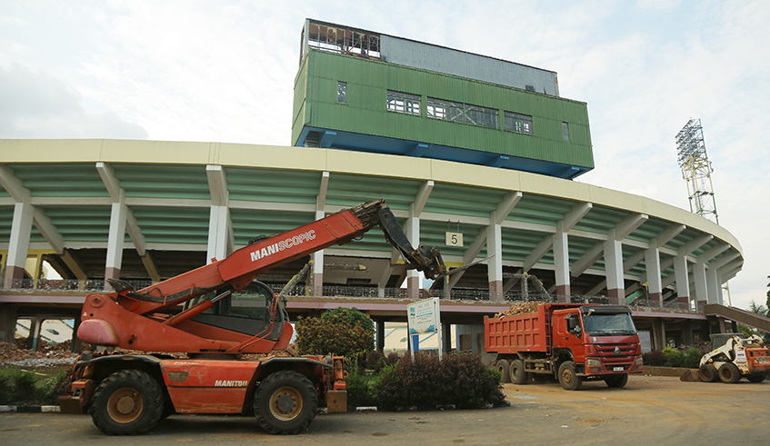The ongoing construction activities to upgrade Amahoro National Stadium on June 8. Construction works to renovate Amahoro national stadium are ongoing and will cost the government Rwf 160 billion. All Photos by  Dan Nsengiyumva