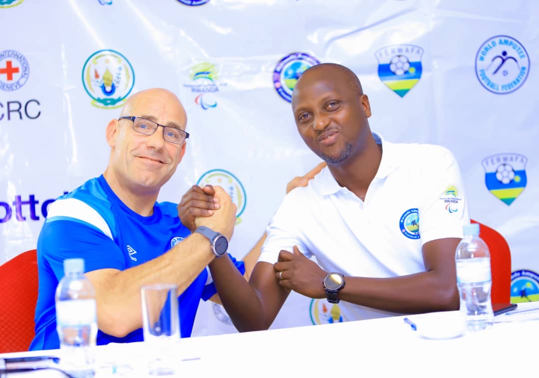 World Amputee Football governing bodyu2019s Secretary General Simon Baker (L) is in Rwanda for a two-day visit. 