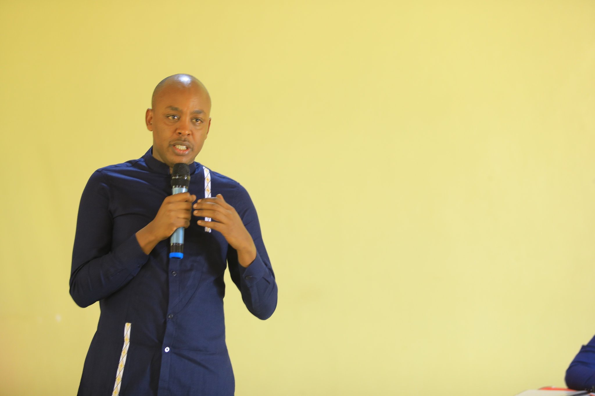 Abdallah Murenzi addresses the General Assembly as he was re-elected to be FERWACY President on June 11.Courtesy